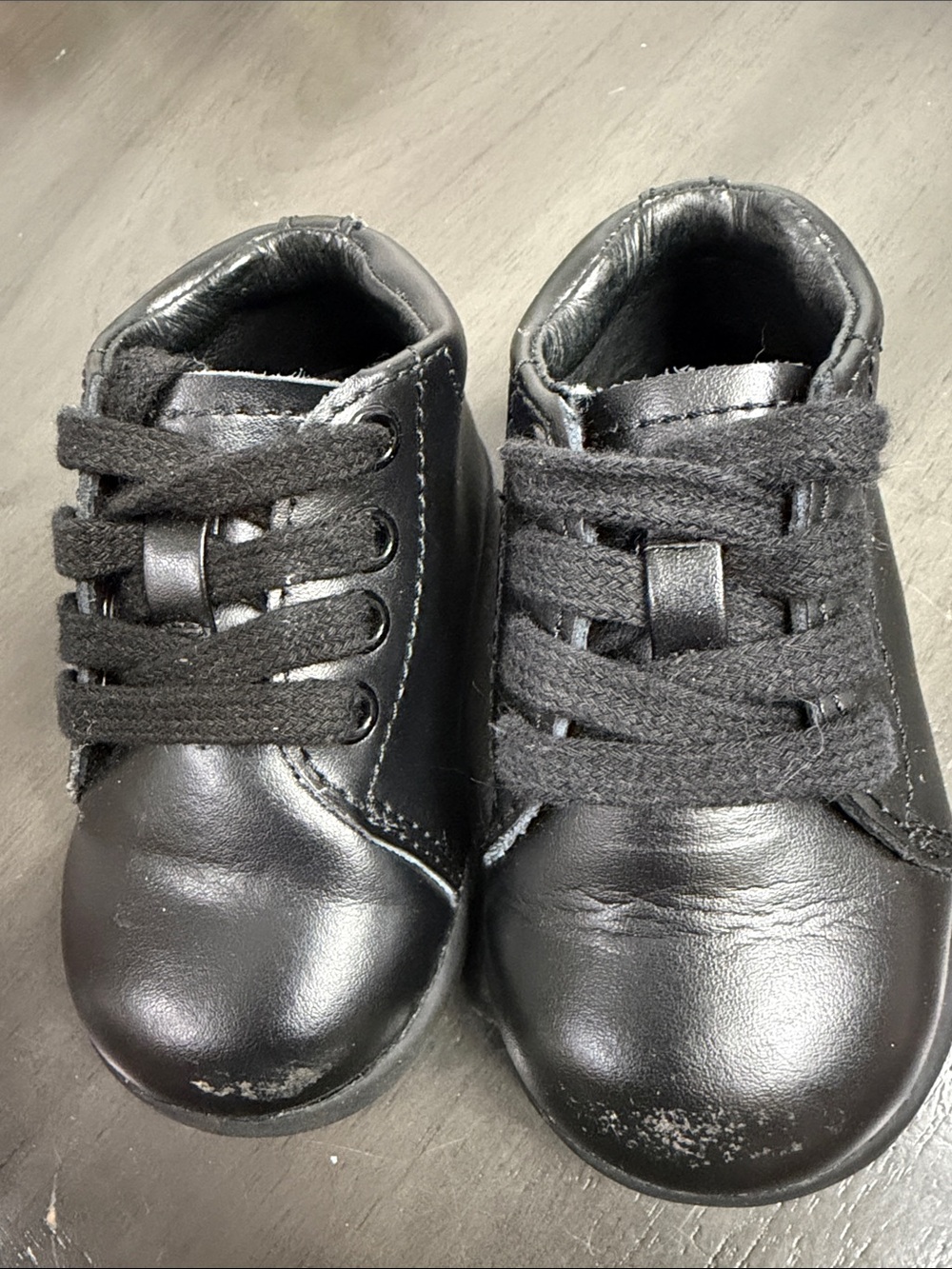 Stride Rite Toddler Black Leather Lace-Up Shoes